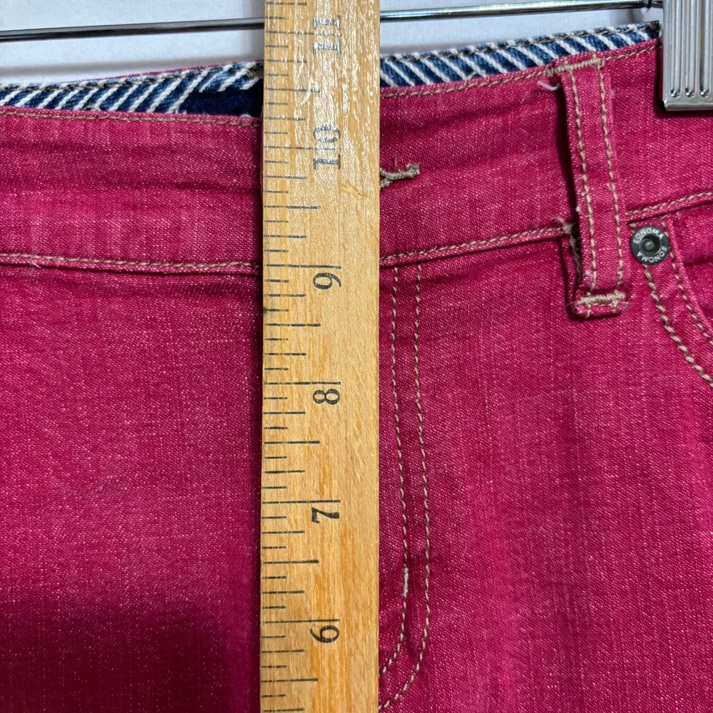 Sonoma Bermuda Shorts Raspberry Pink Red Stretch Denim Cotton Casual Size 8